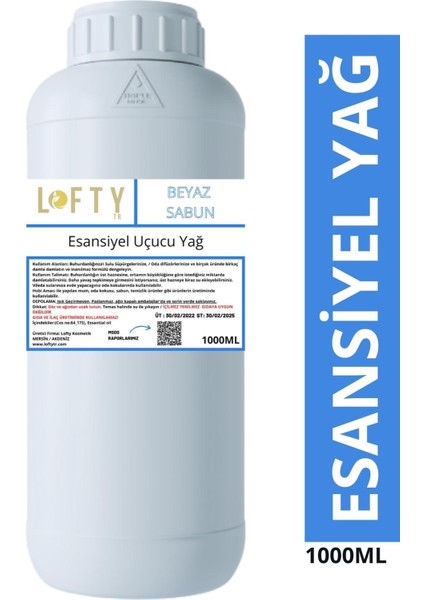 Beyaz Sabun Esansiyel Uçucu Yağ, Konsantre Esans, Oda Kokusu 1000 ml