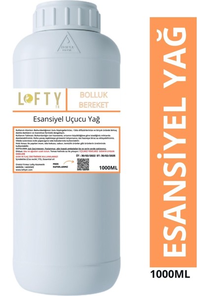 Bolluk Bereket Esansiyel Uçucu Yağ, Konsantre Esans, Oda Kokusu 1000 ml