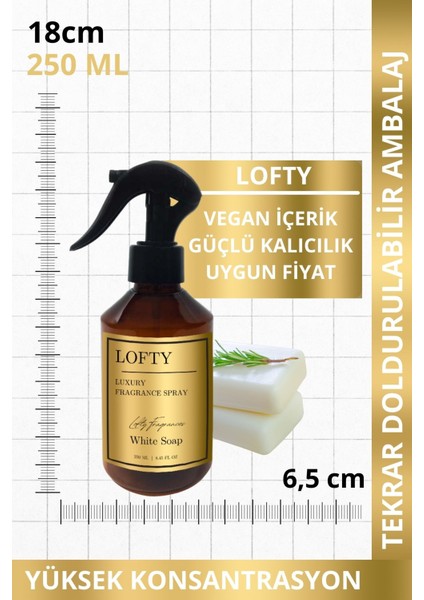 Beyaz Sabun Oda ve Çamaşır Spreyi Oda Parfümü, Oda Kokusu, Koku Giderici White Soap 250ML