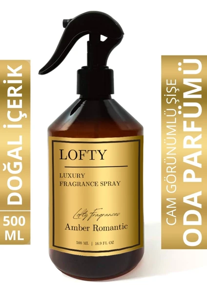 Amber Romantik Oda ve Çamaşır Spreyi Oda Parfümü, Oda Kokusu, Koku Giderici 500ML