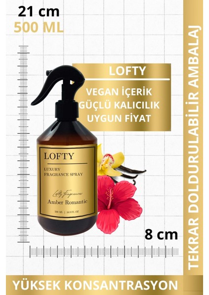 Amber Romantik Oda ve Çamaşır Spreyi Oda Parfümü, Oda Kokusu, Koku Giderici 500ML