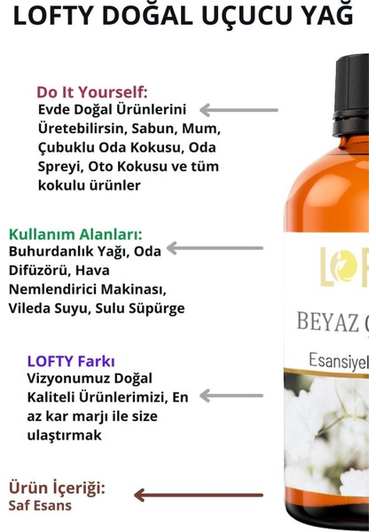 Beyaz Çiçekler Uçucu Yağ Buhurdanlık Esansı Oda Kokusu Uçucu Esansiyel Yağ Buhur Yağı 100ML