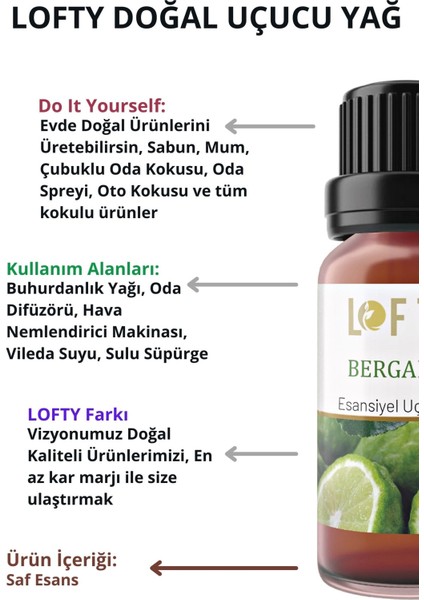 Bergamot  Uçucu Yağ  Buhurdanlık Esansı Konsantre Oda Kokusu Uçucu Esans Buhur Yağı 10 ml