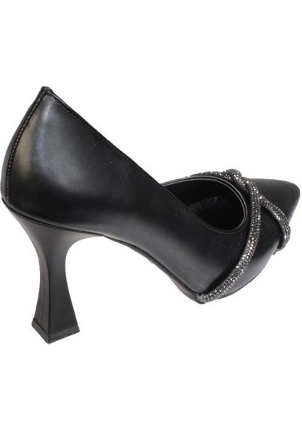 Yazkış Kadın Siyah Cilt 10CM Kadeh Topuk Üzeri Taşlı Stelletto Düğün Nişan Mezuniyet Topuklu Ayakkab fırsatları