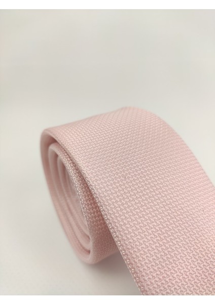 1. Kalite Özel Desenli Kravat Mendil Seti Açık Pembe