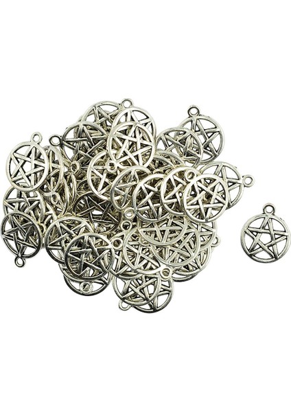 50 Adet Alaşım Kolye Kolye Yuvarlak Yıldız Pentagramı Dıy Charms Takı El Sanatları (Yurt Dışından)