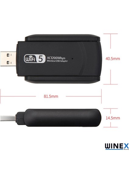 Wifi5 AC1300MBPS 2.4g+5g Wifi Dongle USB 3.0 Adaptör
