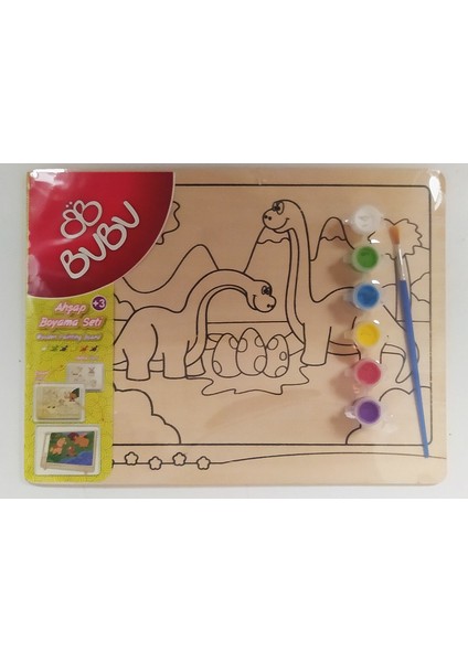 Ahşap Boyama Seti Dinozorlar Boya- Fırça Hediyeli