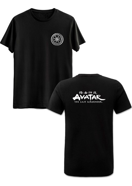 Avatar The Last Airbender Ön Arka Baskılı Siyah Tshirt