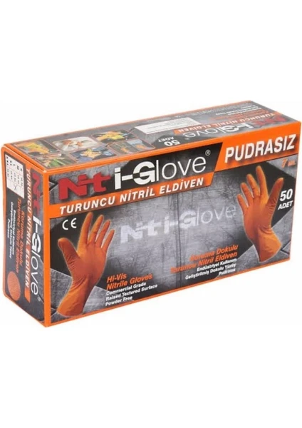 Nt-I Glove Turuncu Nitril Eldiven Pudrasız 50Lİ Xl Beden