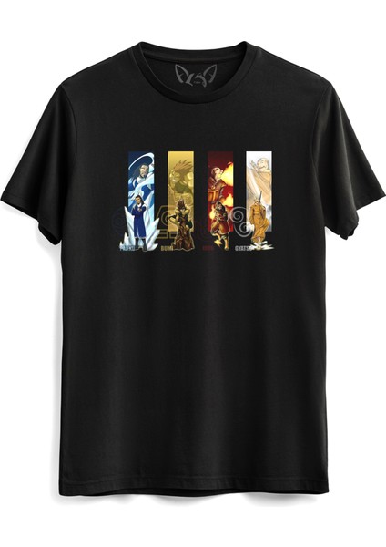 Avatar The Last Airbender Anime Baskılı Siyah Tshirt