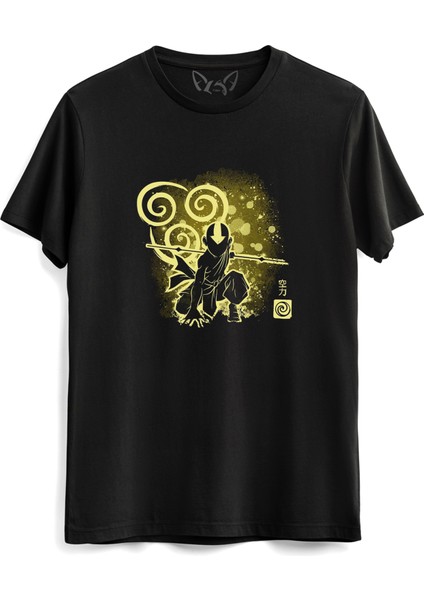 Avatar The Last Airbender Anime Baskılı Siyah Tshirt