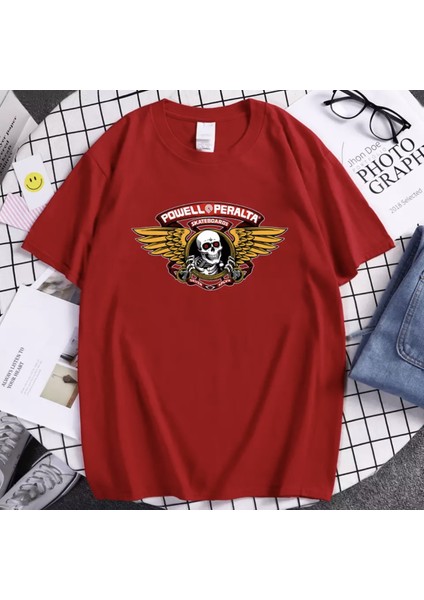 Amor Man Powell Peralta Dijital Baskılı  Pamuk Oversize Bol Kesim Motorcu Erkek T-Shirt