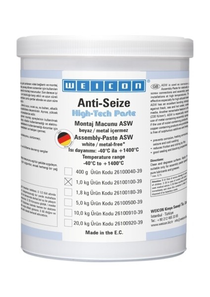Anti-Seize „High-Tech“ Montaj Macunu, 1 kg
