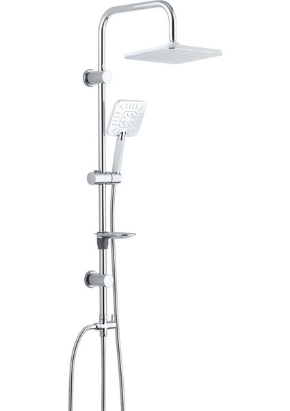 Eca Dalia Banyo Bataryası+T-May Banyo Çamlıca Kare Tepe Duş Takımı Seti Paslanmaz Krom
