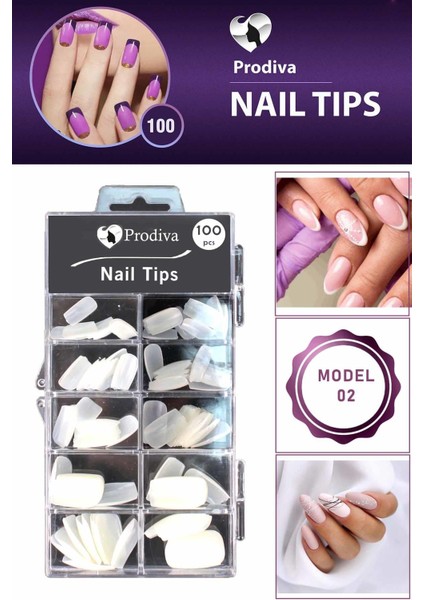 100'LÜ Kutulu Takma Tırnak - Nail Tips 2 No