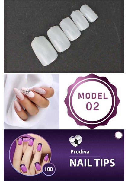 100'LÜ Kutulu Takma Tırnak - Nail Tips 2 No