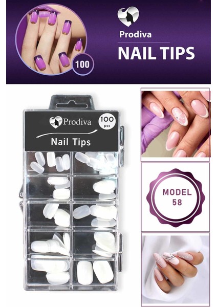 100'LÜ Kutulu Takma Tırnak - Nail Tips 58 No