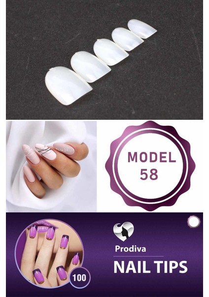 100'LÜ Kutulu Takma Tırnak - Nail Tips 58 No