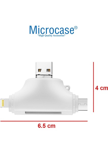 Type-C Lightning Micro USB Telefonlar Için Sd Kart Okuyucu Flash Disk Adaptör AL2743 Beyaz