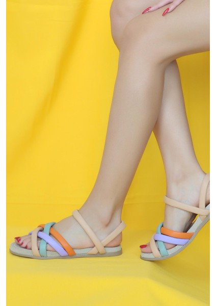 Çapraz Ince Bant Rahat Taban Kadın Sandalet 41-25-22NUTLILA