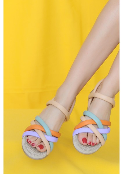 Çapraz Ince Bant Rahat Taban Kadın Sandalet 41-25-22NUTLILA fiyatları