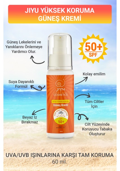 Güneş Kremi Yüksek Koruma SPF50+ Günlük Yüksek UVA/UVB Korumalı Yüz Güneş Kremi Yetişkin ve Çocuklar için 100 ml.