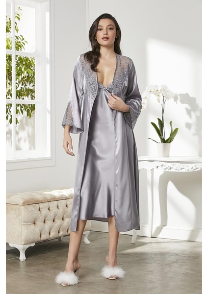 6425 Altılı Saten Gecelik - Sabahlık Takımı fiyatları