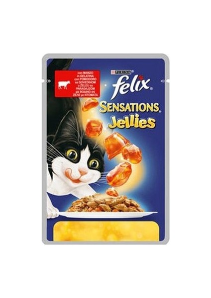 Felix Sensations Sığır Etli Domatesli Yaş Kedi Maması 100 gr