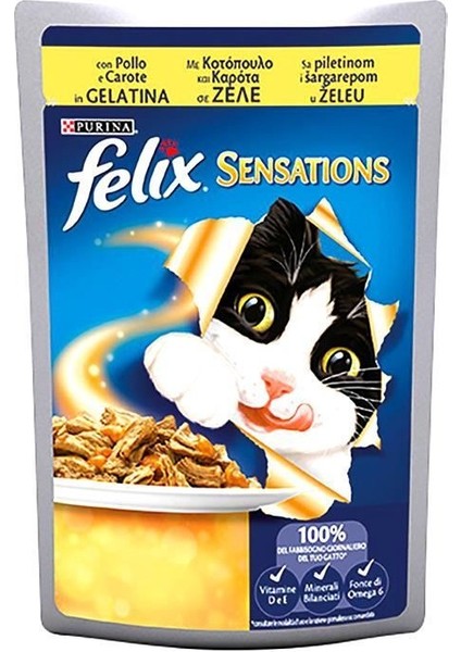 Felix Sensations Tavuklu ve Havuçlu Yaş Kedi Maması 100 gr