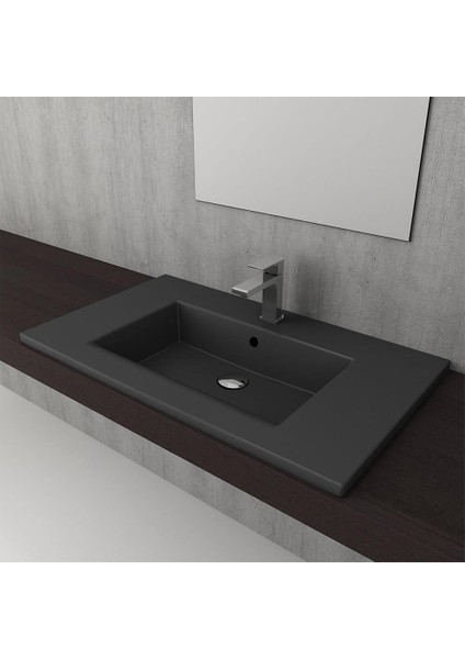 Bocchi Milano Etajerli Lavabo 80 Cm Mat Antrasit 1113-020-0126