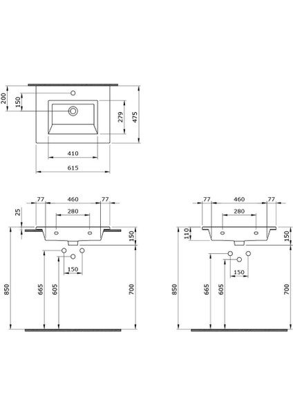 Bocchi Milano Etajerli Lavabo 60 Cm Mat Siyah 1161-004-0126