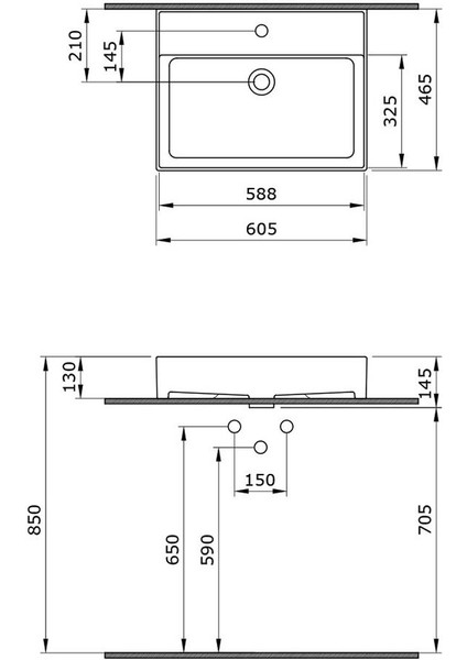 Bocchi Milano Lavabo 60 Cm Mat Siyah 1376-004-0126