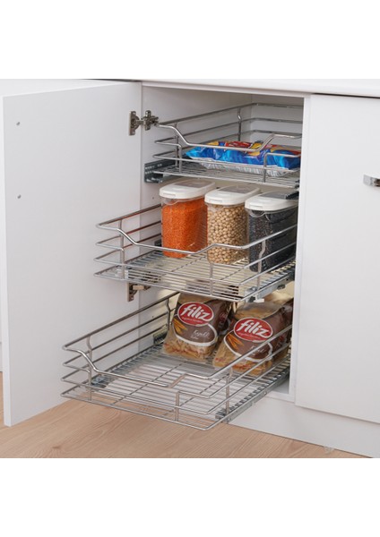 60 cm Çift Açılım Frenli Tandem Raylı Çekmece Paslanmaz Çelik