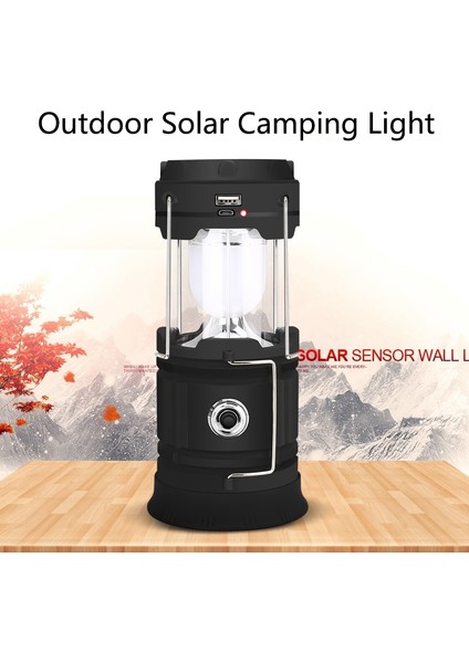 5803 Güneş Kamp Lambası Açık LED Acil Taşınabilir Işık Desteği USB Çıkışı (Mavi) (Yurt Dışından)
