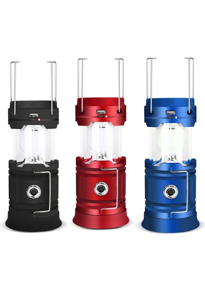 5803 Güneş Kamp Lambası Açık LED Acil Taşınabilir Işık Desteği USB Çıkışı (Kırmızı) (Yurt Dışından)