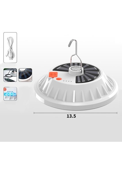 V61 60 LED'li Güneş Enerjili Kamp Lambası - Beyaz (Yurt Dışından) fırsatları