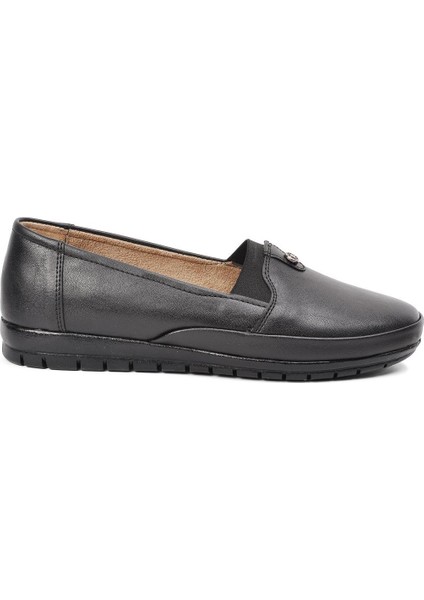 141 Siyah Comfort Içi Hakiki Deri Kadın Günlük Ayakkabı
