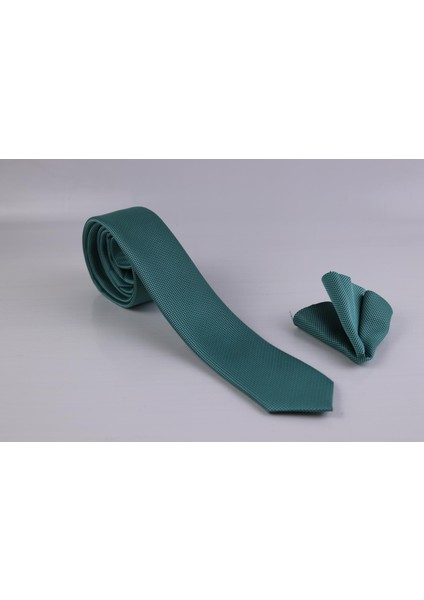 1.kalite Özel Desenli Kravat Mendil Seti - Yeşil modelleri