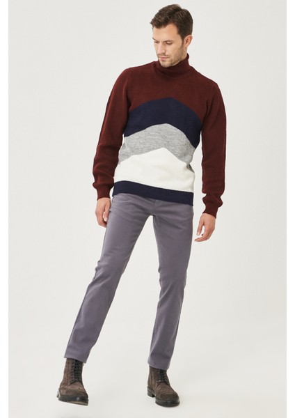 Erkek Antrasit Slim Fit Dar Kesim Pamuklu Esnek Chino Pantolon