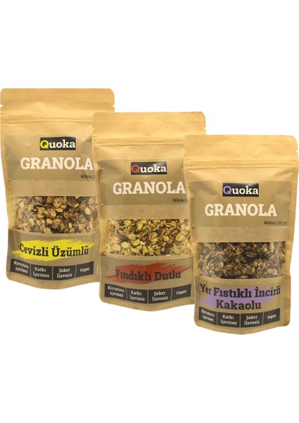 Quoka Granola Karışık 3 x 200 gr