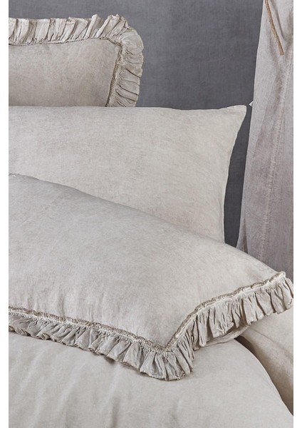 Miranda Çift Kişilik Nevresim Takımı %100 Keten Bej 200X220 cm