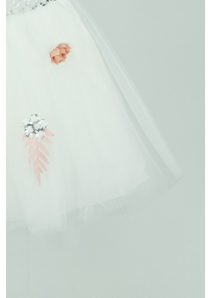 Kız Çocuk Butik Elbise Kostüm 1-2-3-4 Yaş Simli Zeytindallı ve Rengarenk Güllü Kuyruklu Elbise fırsatları