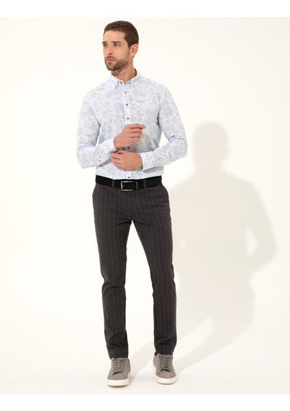 Erkek Mavi Slim Fit Uzun Kollu Gömlek 50249759-VR036