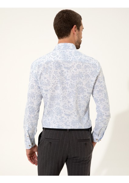 Erkek Mavi Slim Fit Uzun Kollu Gömlek 50249759-VR036