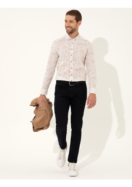 Erkek Açık Kahverengi Slim Fit Uzun Kollu Gömlek 50249759-VR002
