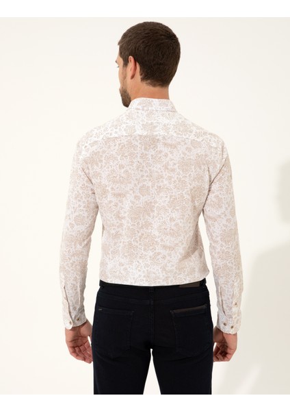 Erkek Açık Kahverengi Slim Fit Uzun Kollu Gömlek 50249759-VR002