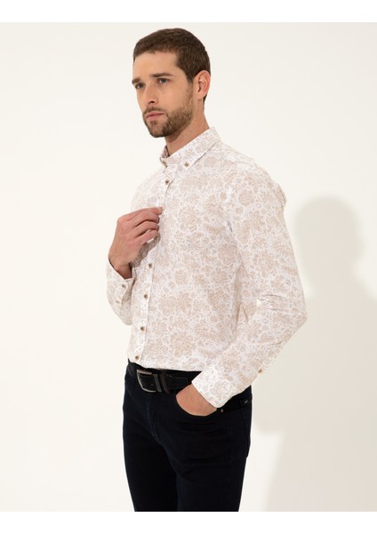 Erkek Açık Kahverengi Slim Fit Uzun Kollu Gömlek 50249759-VR002 fırsatları