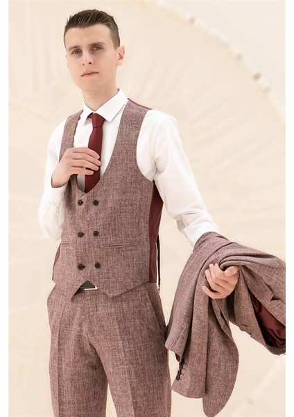 Erkek - Takım - Elbise - 6 Drop -Bordo - MDV102