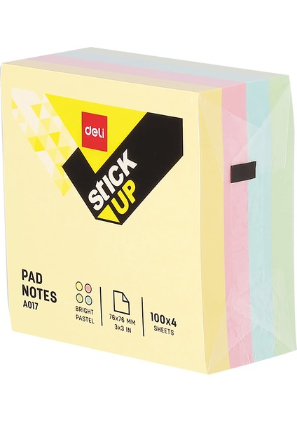 Yapışkanlı Not Kağıdı 76×76MM 4*100YP A01703